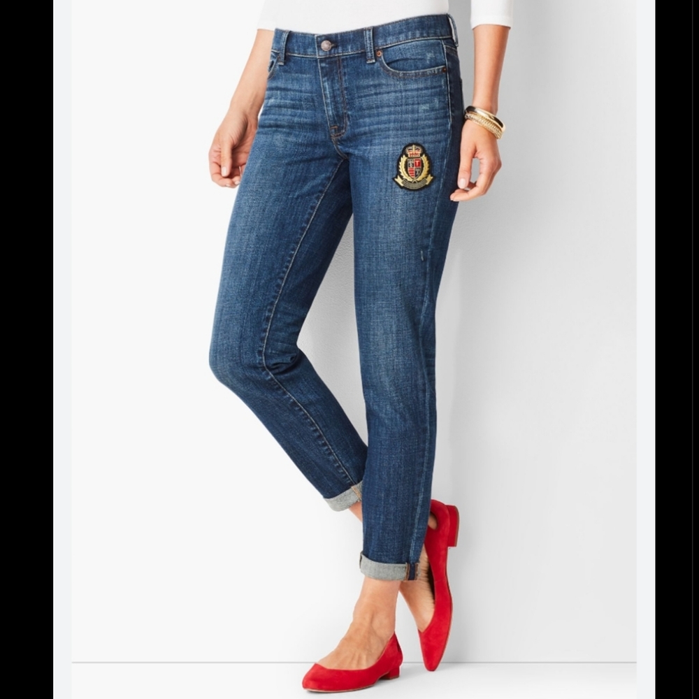 TALBOTS Patch Girlfriend Jeans Griffin Wash Size 6